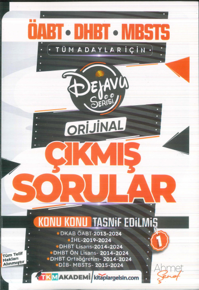 2025 ÖABT DHBT MBSTS Din Kültürü ve Ahlak Bilgisi Dejavu Orijinal Çıkmış Sorular Seti 1. Kitap TKM Akademi ANKA Fotokopi