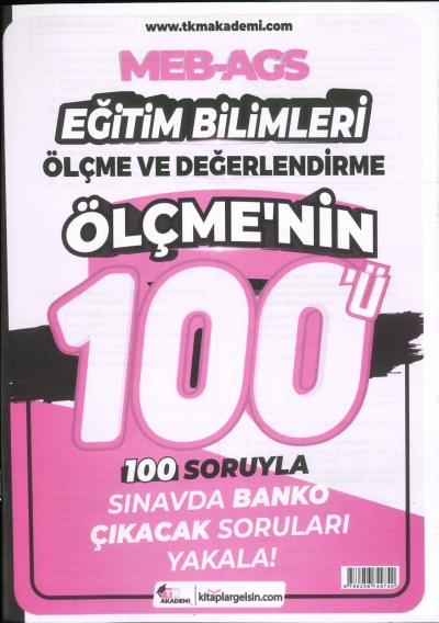 MEB-AGS Eğitim Bilimleri Ölçme ve Değerlendirme Ölçmenin 100ü Soru Bankası TKM Akademi ANKA Fotokopi