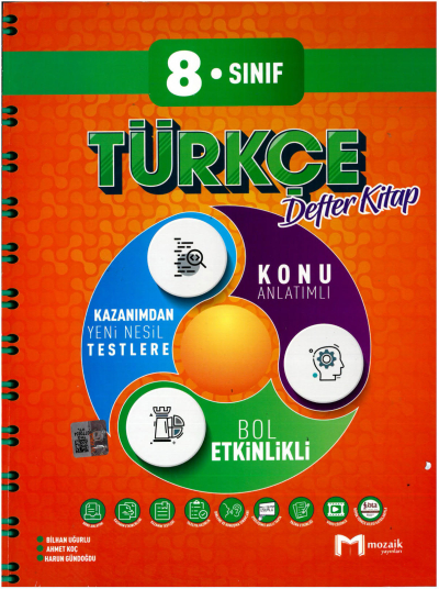 8. Sınıf Türkçe İntro Defter Kitap Mozaik Yayınları ANKA Fotokopi
