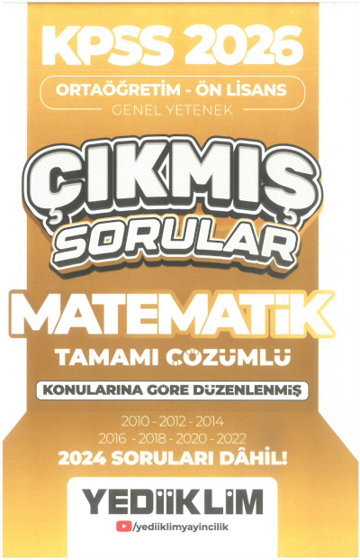 2026 KPSS Ortaöğretim-Önlisans Matematik Konularına Göre Çıkmış Sorular(2024 soruları dahil) Yediiklim Yayınları ANKA Fotokopi