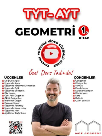 Moz Akademi TYT AYT Geometri 1. Kitap Tamamı Çözümlü Soru Bankası ANKA Fotokopi