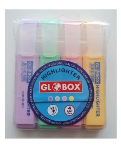 Globox Fosforlu Kalem Pastel Renk 4.lü ANKA Fotokopi