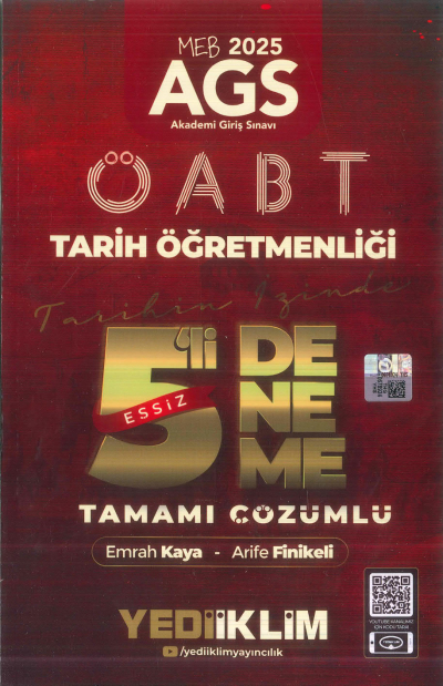 2025 MEB AGS ÖABT Tarih Öğretmenliği Tamamı Çözümlü Tarihin İzinde Eşsiz 5 li Deneme Yediiklim Yayınları ANKA Fotokopi