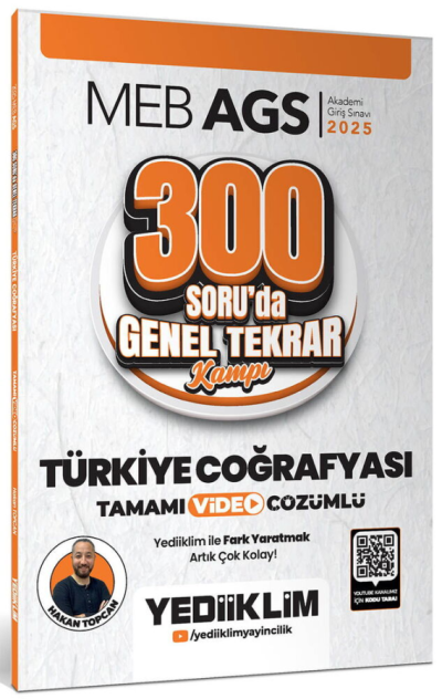 2025 MEB AGS Türkiye Coğrafyası 300 Soruda Tamamı Video Çözümlü Genel Tekrar Kampı Yediiklim Yayınları ANKA Fotokopi
