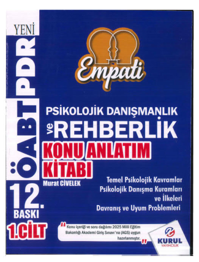 2025 ÖABT Empati Psikolojik Danışmanlık ve Rehberlik Konu Anlatımlı 1. Cilt ANKA Fotokopi