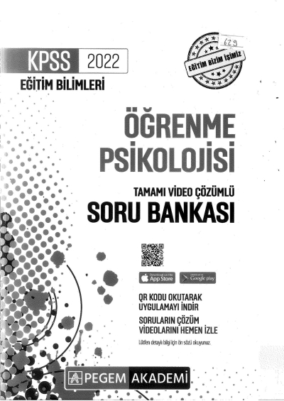 2022 KPSS Eğitim Bilimleri ÖĞRENME PSİKOLOJİSİ SORU BANKASI ANKA Fotokopi