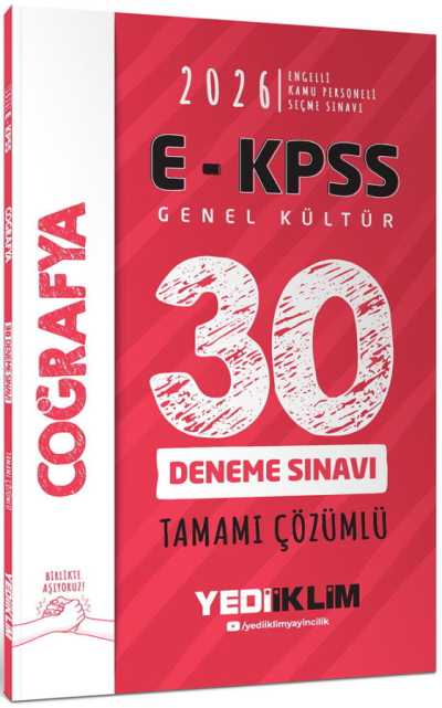 2026 E-KPSS Tüm Adaylar İçin Genel Kültür Coğrafya Tamamı Çözümlü 30 Deneme Sınavı Yediiklim Yayınları ANKA Fotokopi
