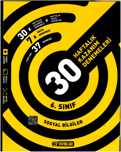 6.Sınıf Sosyal Bilgiler Haftalık Kazanım Denemeleri Hız Yayınları ANKA Fotokopi