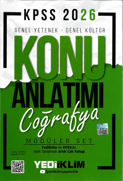 COĞRAFYA Yediiklim 2026 KPSS Genel Yetenek Genel Kültür Konu Anlatımı Modüler Yediiklim Yayınları ANKA Fotokopi