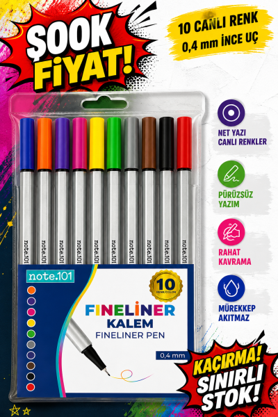 Note.101 Fineliner 10'lu Set ANKA Fotokopi