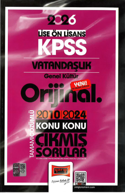 2026 KPSS Lise-Önlisans Vatandaşlık Orijinal 2010-2024 Konu Konu Çıkmış Sorular Yargı Yayınları