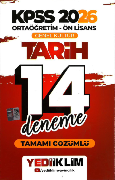 2026 KPSS Ortaöğretim Ön Lisans Genel Kültür Tarih Tamamı Çözümlü 14 Deneme Yediiklim Yayınları ANKA Fotokopi