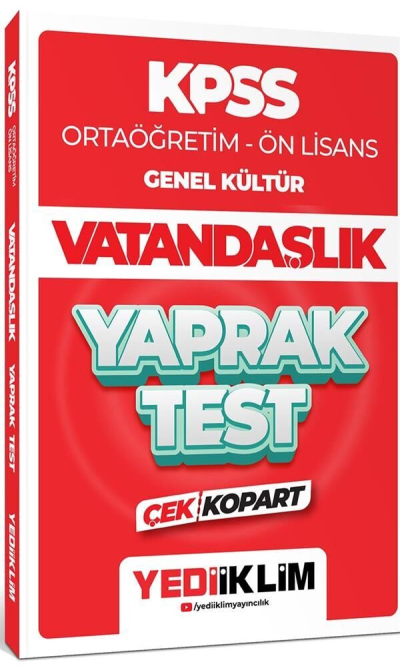 KPSS Lise Ortaöğretim Ön Lisans Vatandaşlık Yaprak Test Çek Kopart Yediiklim Yayınları ANKA Fotokopi