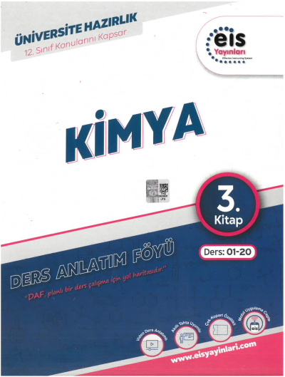 YKS Mavi Set DAF Kimya Ders Anlatım 3.Kitap EIS Yayınları Ders:01-20 12. Sınıf Konularını Kapsar ANKA Fotokopi