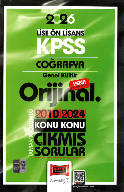 2026 KPSS Lise-Önlisans Coğrafya Orijinal 2010-2024 Konu Konu Çıkmış Sorular Yargı Yayınları