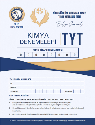 TYT KİMYA DENEMELERİ 40*7 ANKA Fotokopi