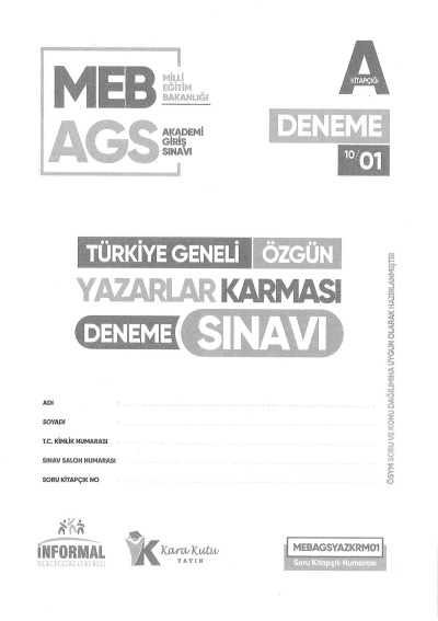 2025 MEB AGS TÜRKİYE GENELİ DENEME SINAVLARI KARAKUTU 1-2-3-4-6-7-8 DENEMELER (TAMAMI ÇÖZÜMLÜ) ANKA Fotokopi