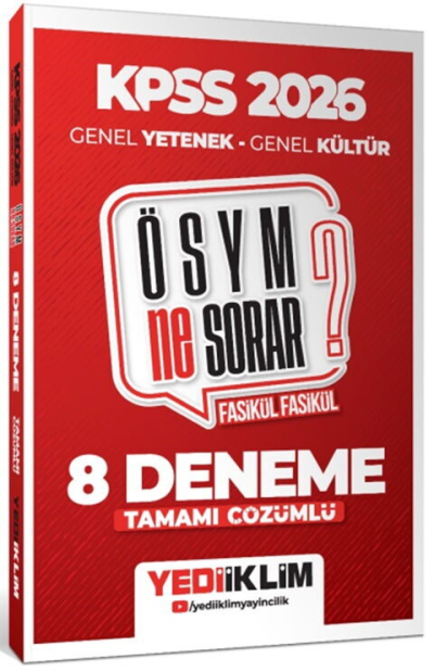 2026 KPSS ÖSYM NE SORAR Genel Yetenek Genel Kültür Tamamı Çözümlü Fasikül 8 Deneme Yediiklim Yayınları ANKA Fotokopi