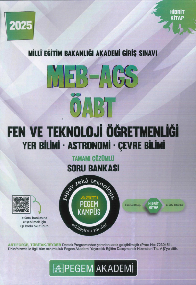 2025 MEB-AGS-ÖABT Fen ve Teknoloji Öğretmenliği Yer Bilimi - Astronomi- Çevre Bilimi Tamamı Çözümlü Soru Bankas Pegem Akademi Yayıncılık