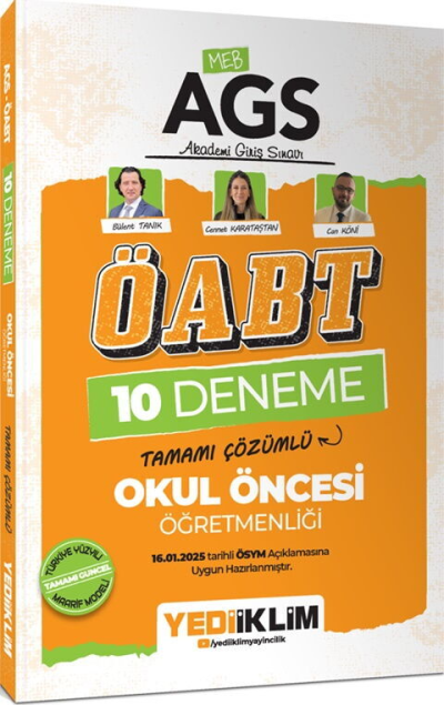 2025 MEB AGS ÖABT Okul Öncesi Öğretmenliği Tamamı Çözümlü 10 Deneme Yediiklim Yayınları ANKA Fotokopi