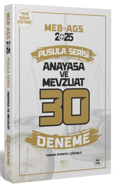 2025 MEB-AGS Anayasa ve Mevzuat 30 Deneme Çözümlü Pusula Serisi CBA Yayınları ANKA Fotokopi
