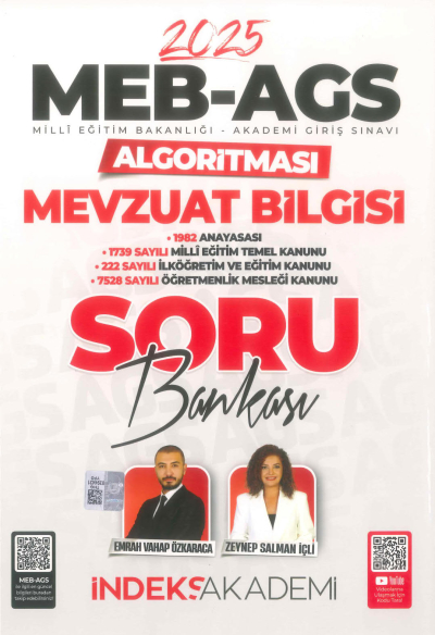 2025 MEB AGS Algoritması Mevzuat Bilgisi Soru Bankası Çözümlü İndeks Akademi Yayıncılık ANKA Fotokopi