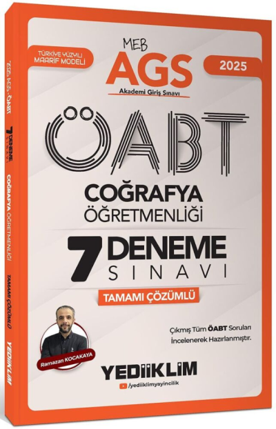 2025 MEB AGS ÖABT Coğrafya Öğretmenliği Tamamı Çözümlü 7 Deneme Sınavı Yediiklim Yayınları ANKA Fotokopi