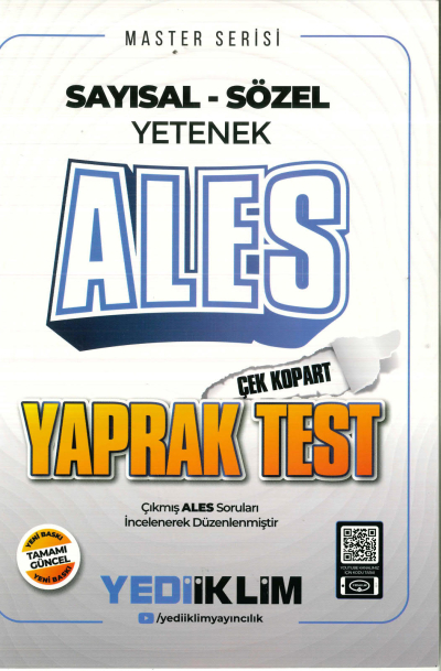 2025 Master Serisi ALES Sayısal-Sözel Yetenek Çek Kopart Yaprak Test Yediiklim Yayınları ANKA Fotokopi