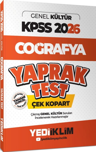 2026 KPSS Genel Kültür Coğrafya Çek Kopart Yaprak Test Yediiklim Yayınları ANKA Fotokopi