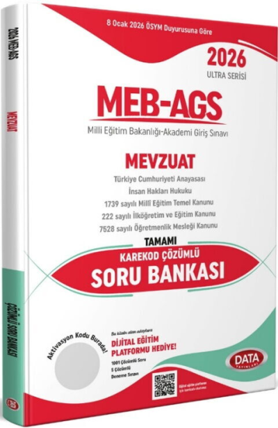 2026 MEB AGS Ultra Serisi Mevzuat Tamamı Çözümlü Soru Bankası Data Yayınları ANKA Fotokopi