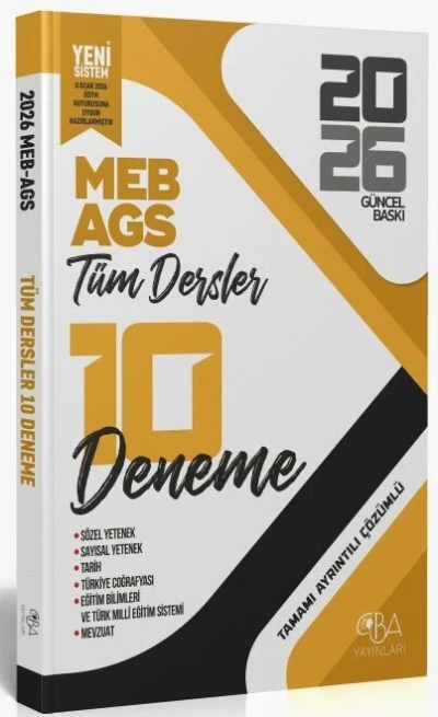 2026 MEB- AGS Tüm Dersler 10 Deneme Çözümlü CBA Yayınları ANKA Fotokopi