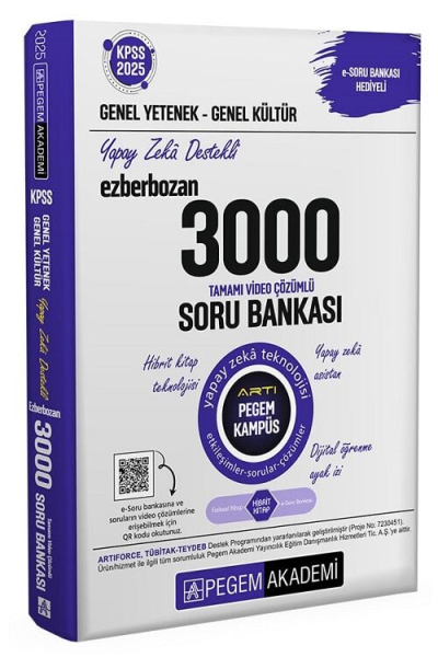 2025 KPSS Genel Yetenek Genel Kültür Ezberbozan 3000 Tamamı Çözümlü Soru Bankası Pegem Akademi ANKA Fotokopi