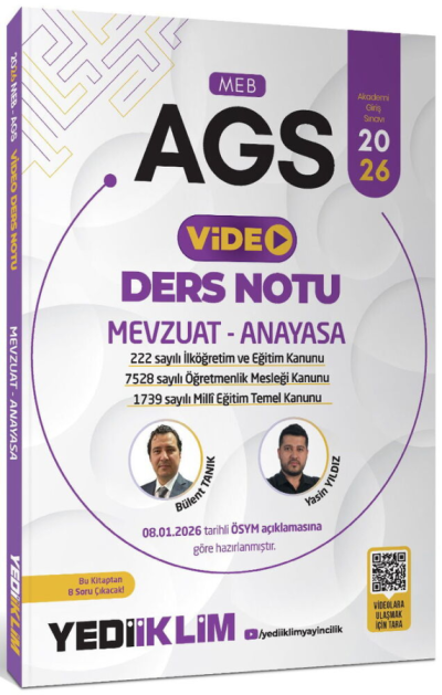 2026 MEB-AGS Mevzuat-Anayasa Video Ders Notu Yediiklim Yayınları ANKA Fotokopi