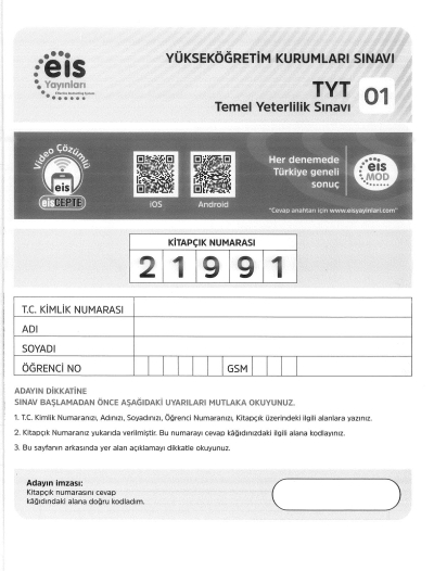 TYT 5'Lİ DENEME SINAVI ANKA Fotokopi