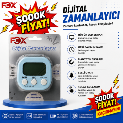 Öğrenci Kronometresi Dijital Zamanlayıcı Mıknatıslı FCZ-100 (Mavi) ANKA Fotokopi