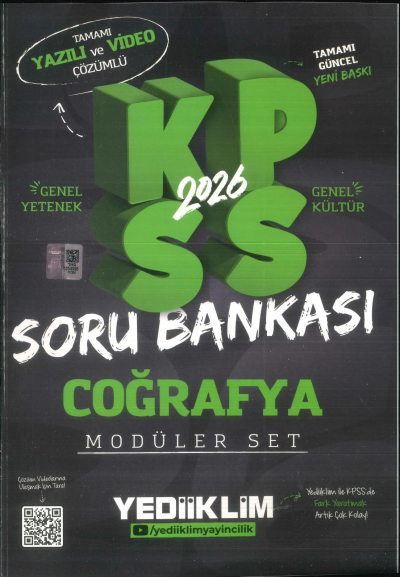 COĞRAFYA 2026 KPSS Genel Yetenek Genel Kültür Hem Yazılı Hem Video Çözümlü Soru Bankası Modüler Yediiklim Yayınları ANKA Fotokopi