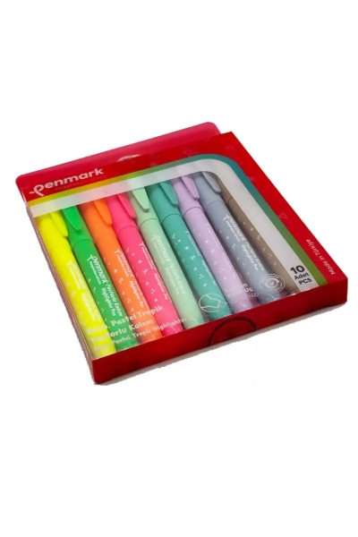 Penmark Kalem Tipi Fosforlu Bristol Kalem Neon Pastel Tropik Renkler 10 Lu ANKA Fotokopi