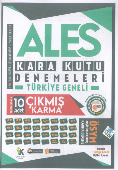 ALES KARA KUTU DENEMELERİ 10 ADET ÇIKMIŞ KARMA DENEME ANKA Fotokopi