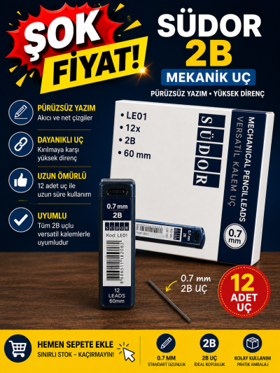 12 li 0.7 MM 2B Kalem Ucu Südor ANKA Fotokopi