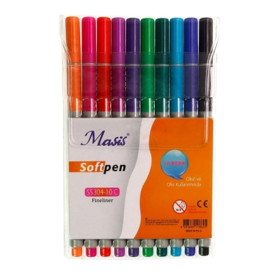 Masis Fineliner Softpen Kalem 10 Renk Pvc S5304-10c ANKA Fotokopi