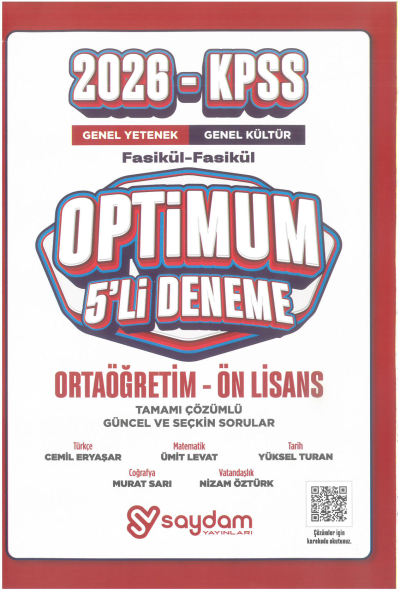 2026 KPSS Lise Ortaöğretim Ön Lisans Optimum 5 Deneme Fasikül Çözümlü Saydam Yayınları ANKA Fotokopi