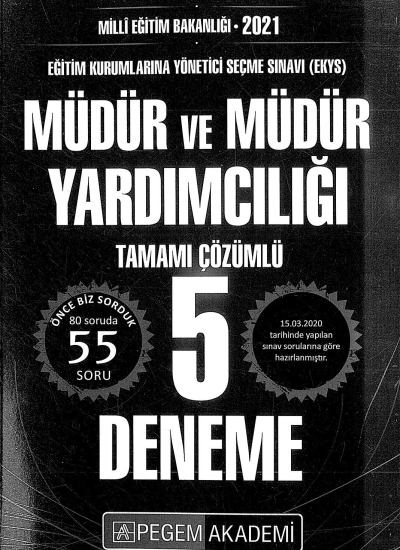 MÜDÜR VE MÜDÜR YARDIMCILIĞI 5 DENEME TAMAMI ÇÖZÜMLÜ ANKA Fotokopi