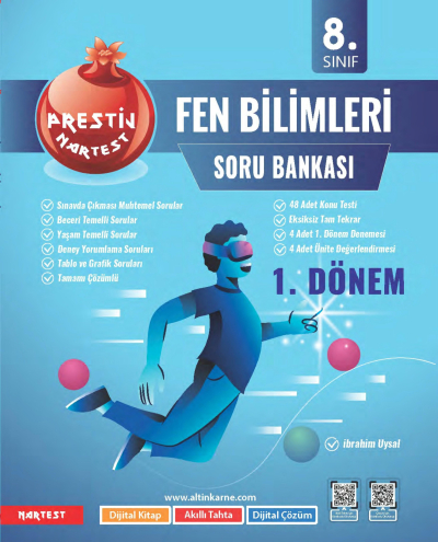 8. Sınıf 1. Dönem Prestij Fen Bilimleri Soru Bankası Nartest Yayınları