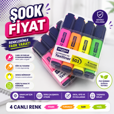 PENMAX 4 RENK FOSFORLU KALEM ANKA Fotokopi