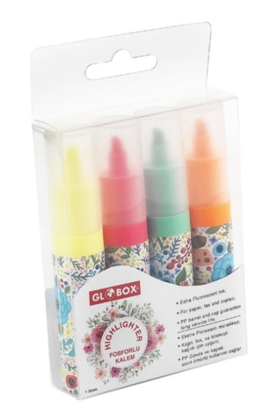 Globox Fosforlu Kalem Baskılı 4 Lü Set ANKA Fotokopi