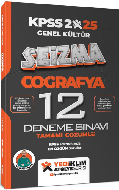 2025 KPSS Coğrafya Genel Kültür Atölye Serisi Seizma Tamamı Çözümlü 12 Deneme Sınavı Yediiklim Yayınları ANKA Fotokopi