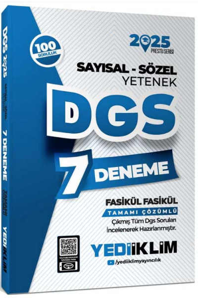2025 DGS Sayısal-Sözel Yetenek 7 Fasikül Deneme Yediiklim Yayınları ANKA Fotokopi