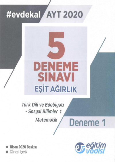 AYT Eşit Ağırlık 5 Deneme Sınavı