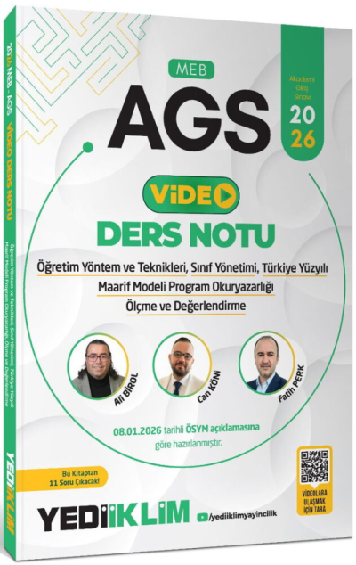 2026 MEB-AGS Eğitim Bilimleri ÖYT Sınıf Maarif Modeli Program Okuryazarlığı Ölçme Video Ders Notu Yediiklim Yayınları ANKA Fotokopi