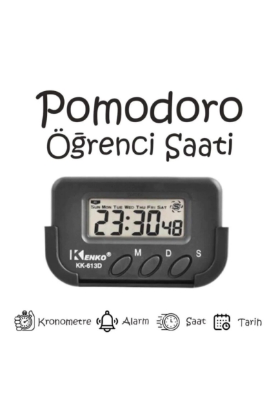 Kenko Pomodoro Öğrenci Saati - Kronometreli Ders Çalışma Saati - Dijital Masa Saati Kenko KK-613D ANKA Fotokopi